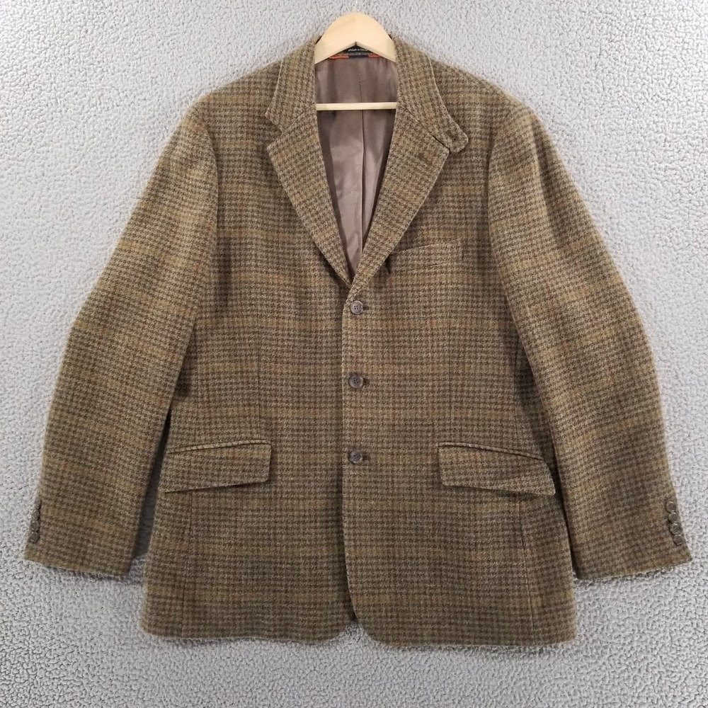 J.Crew Blazer Mens 44R Brown Yorkshire Tweed Wool 3 Button Jacket Sport Coat
